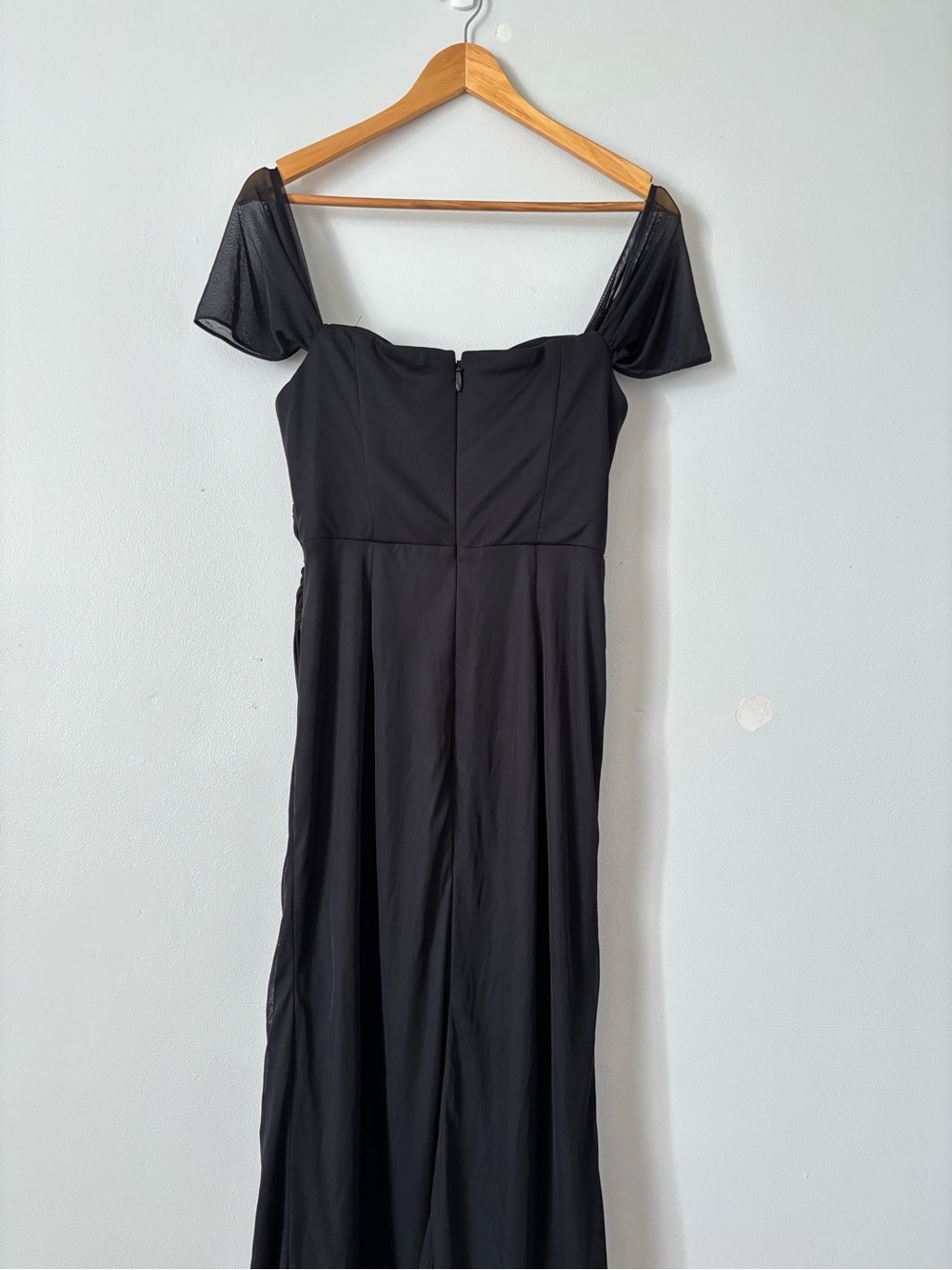 Azazie Black Off-Shoulder Ruched Evening Gown - Picture 4 of 8